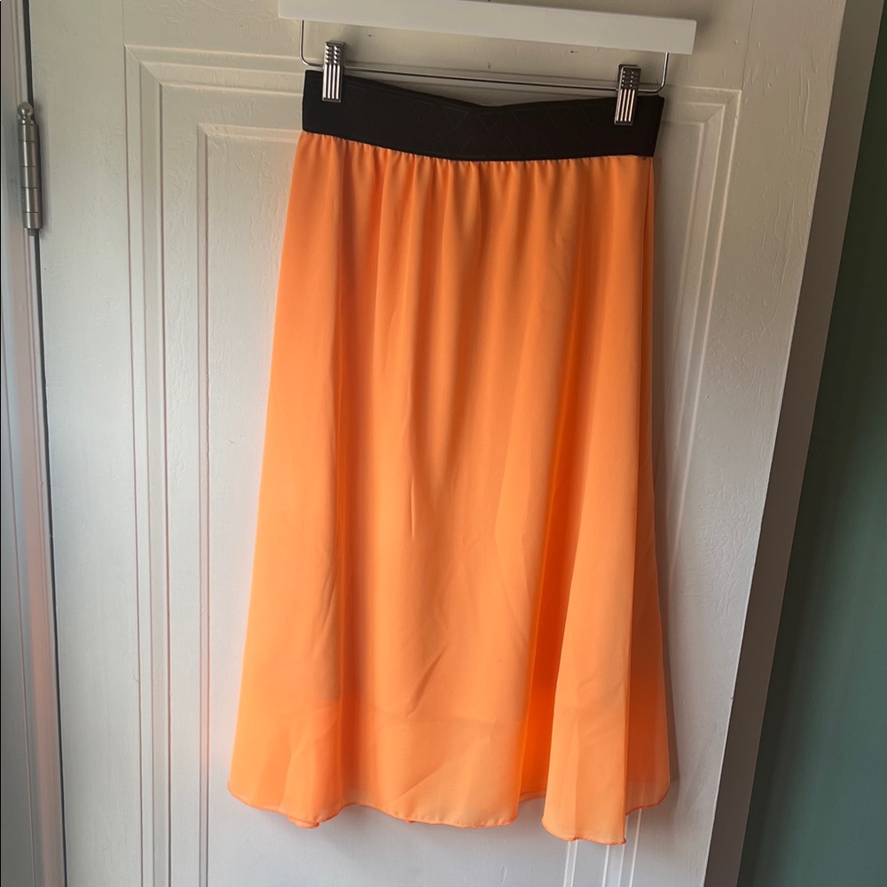 Orange A-Line Skirt with Black Detailed Waistband